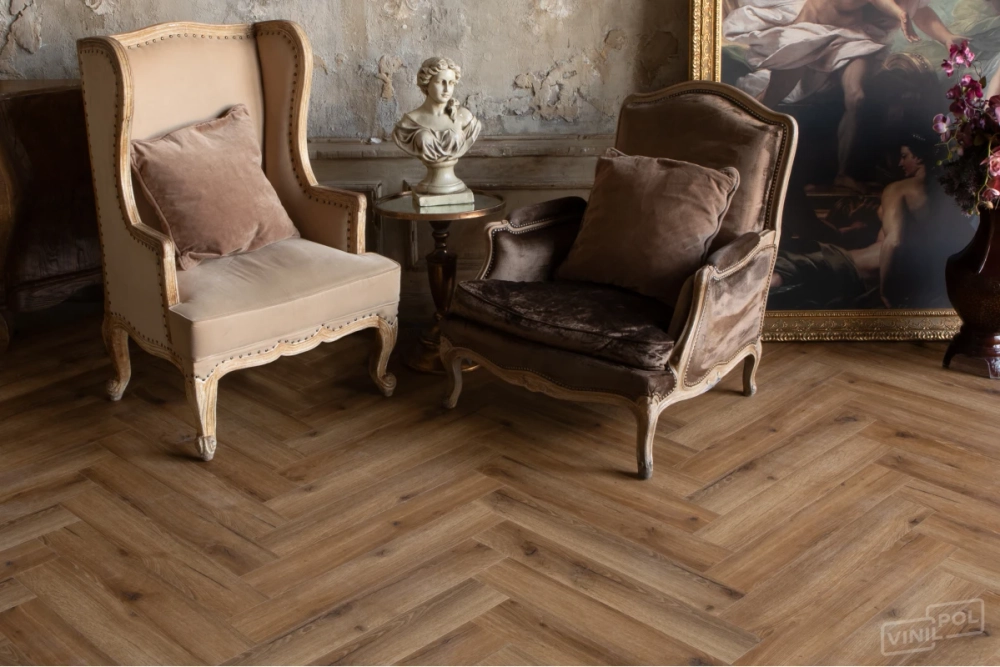 Кварц-винил Клеевой LVT Vinilam VinilPol Herringbone Glue LVT 2,5 мм Паркет Франческо 2.787 м2