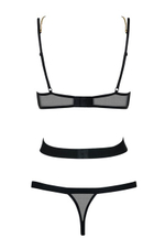 Черное боди на косточках с золотистыми цепочками Bondy Teddy LXL (46-48) (Цвет: черный)