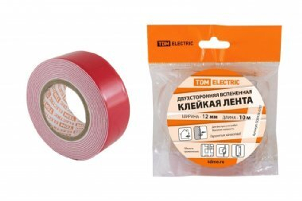 Двухсторонняя вспененная клейкая лента ширина 12 мм длина 10 м TDM SQ0526-0701