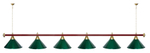 Лампа STARTBILLIARDS 6 пл. (плафоны зеленые,штанга золотая,фурнитура золото)