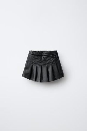 ZARA ЮБКА-ШОРТЫ ИЗ ИСКУССТВЕННОЙ КОЖИ, ЧЕРНЫЙ
