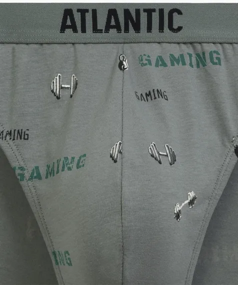 Мужские трусы (3шт) слипы спорт Atlantic 3MP-206, хлопок, черный + черный + светлый хаки