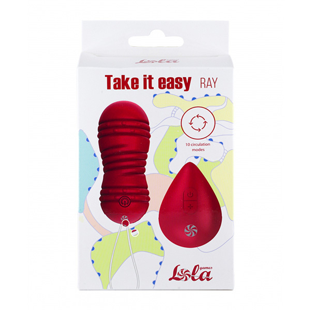 Бордовые вагинальные виброшарики 8,3см с пультом ДУ Lola Games Take It Easy Ray 9021-12lola