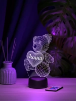 Ночник "Именной Мишка Лиана" - подарок девушке, девочке
