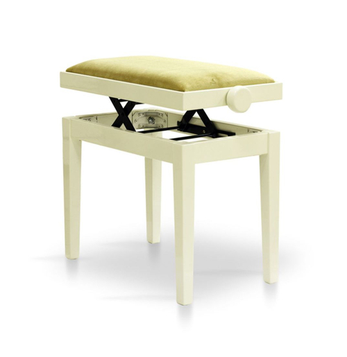 Hidrau BG27 Ivory Gloss (TC6) банкетка, цвет слоновая кость полированная, сидение бархат бежевый
