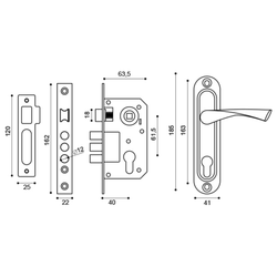 Замок с ручкой KIT P15 4061/3 CRONA AB (бронза)