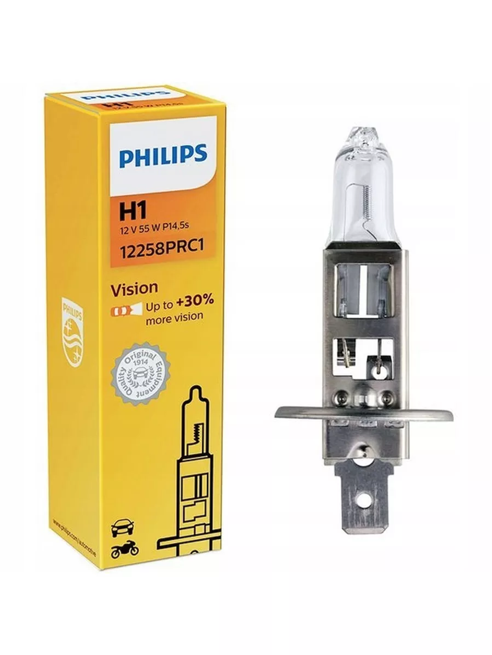 Галогенная лампа H1 55W 12V P14.5s Philips Vision +30%