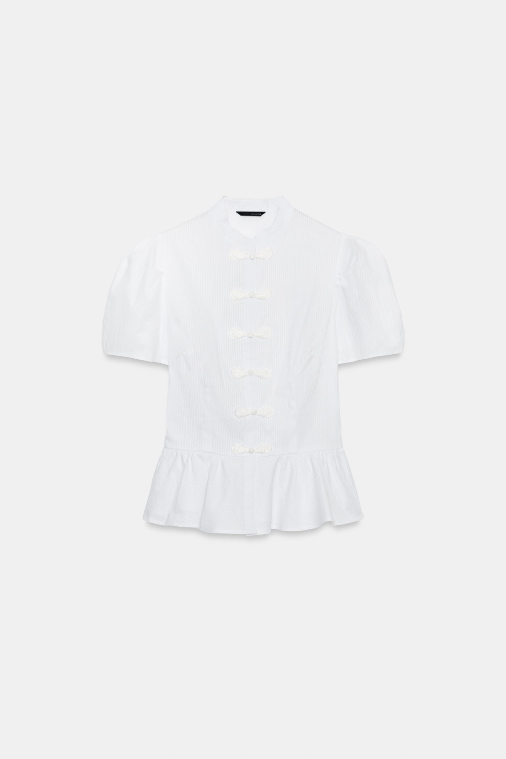 РУБАШКА С ДЕКОРАТИВНЫМИ ПЕТЛЯМИ И БАСКОЙ — ZARA