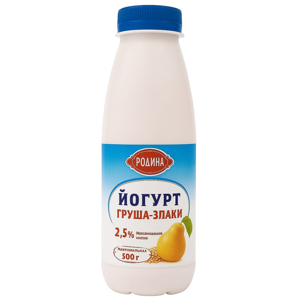 Йогурт груша-злаки Родина 2,5% 500 мл