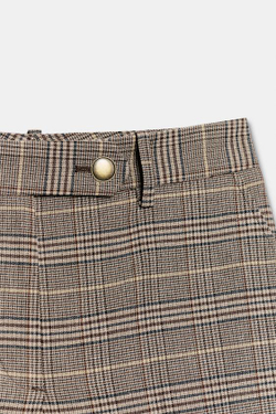 ZARA ШОРТЫ С УЗОРОМ «ГУСИНАЯ ЛАПКА», КОРИЧНЕВО-СИНИЙ