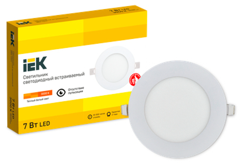 Светильник ДВО 1601 белый круг LED 7Вт 3000 IP20 IEK