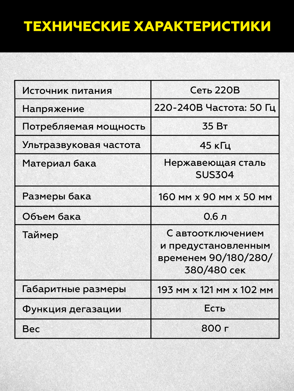 Ультразвуковая ванна 0,6л с дегазацией Technicom TC-UB06D