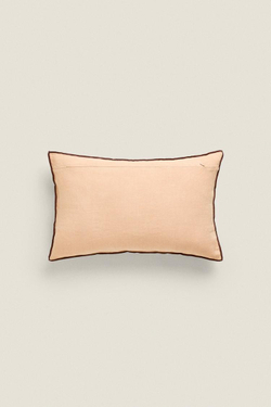 ZARA HOME ЧЕХОЛ НА ПОДУШКУ С ОВЕРЛОКОМ, РОЗОВАТО-БЕЖЕВЫЙ