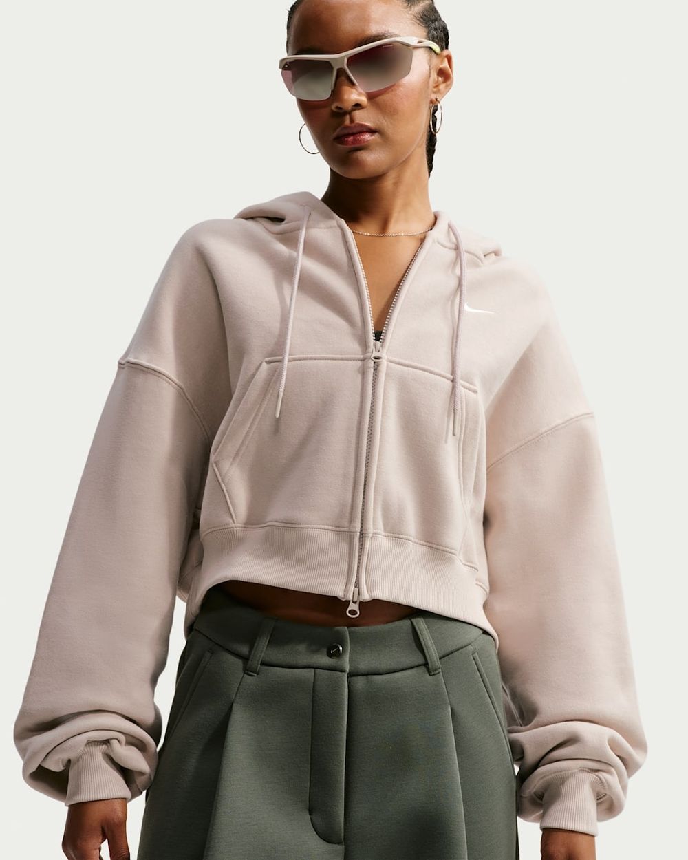 Толстовка женская NIKE W NK STDO FLC MW OS CRP FZ HDY
