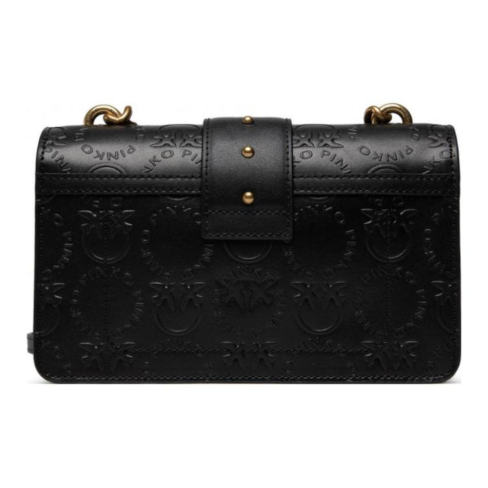 Сумка Pinko Ring Decoration Full Printed Logo Chain Rivets Cowhide Messenger Bird Shoulder bag Mini Black Gold, 1P22VM-A042-Z99Q