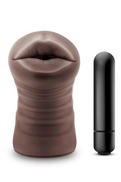 Коричневый мастурбатор-ротик Krystal Vibrating Masturbator (Цвет: коричневый)
