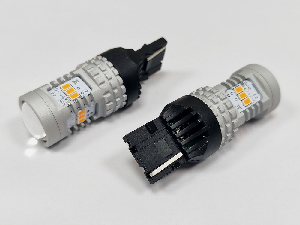 Светодиодная лампа WY21W 7440-3020-14SMD без полярности, со стабилизатором (оранжевый), 1шт