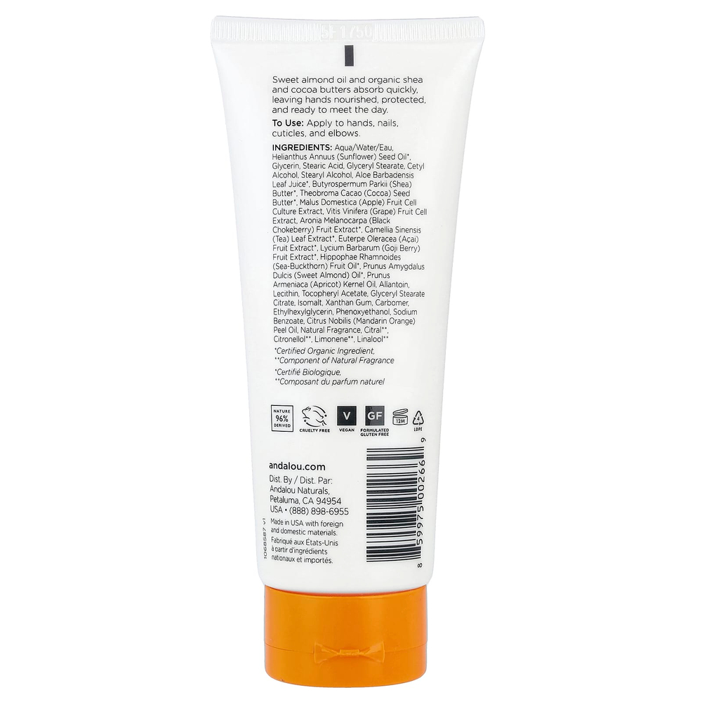 Andalou Naturals, крем для рук, клементин, 100 мл (3,4 жидк. унции)