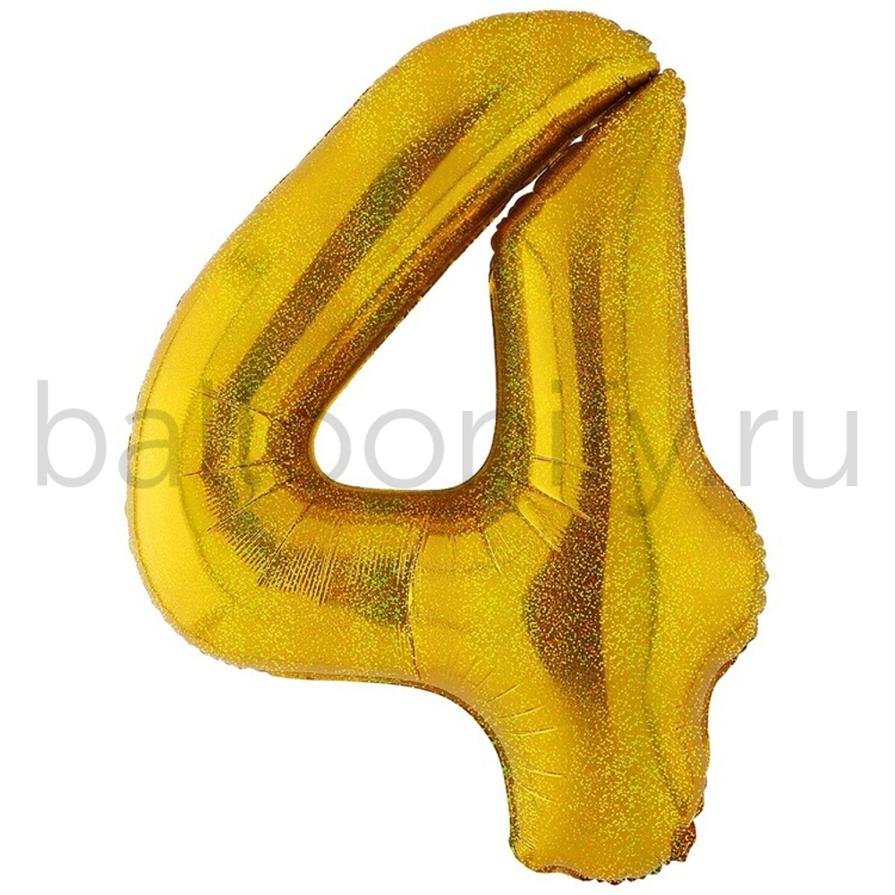Шар ЦИФРА 4 Gold блеск 40" 102 см