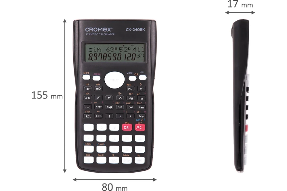 Калькулятор инженерный Cromex СX-240BK (155х80 мм), 240 функций, 10+2 разрядов, черный, 273832