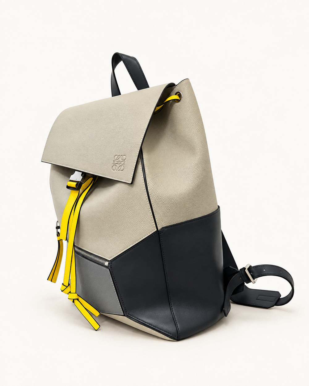 Рюкзак LOEWE Puzzle, серый цвет с жёлтой отделкой
