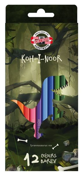 Карандаши цветные KOH-I-NOOR ДИНО 3592, 12цв, картон.упак. с подвесом