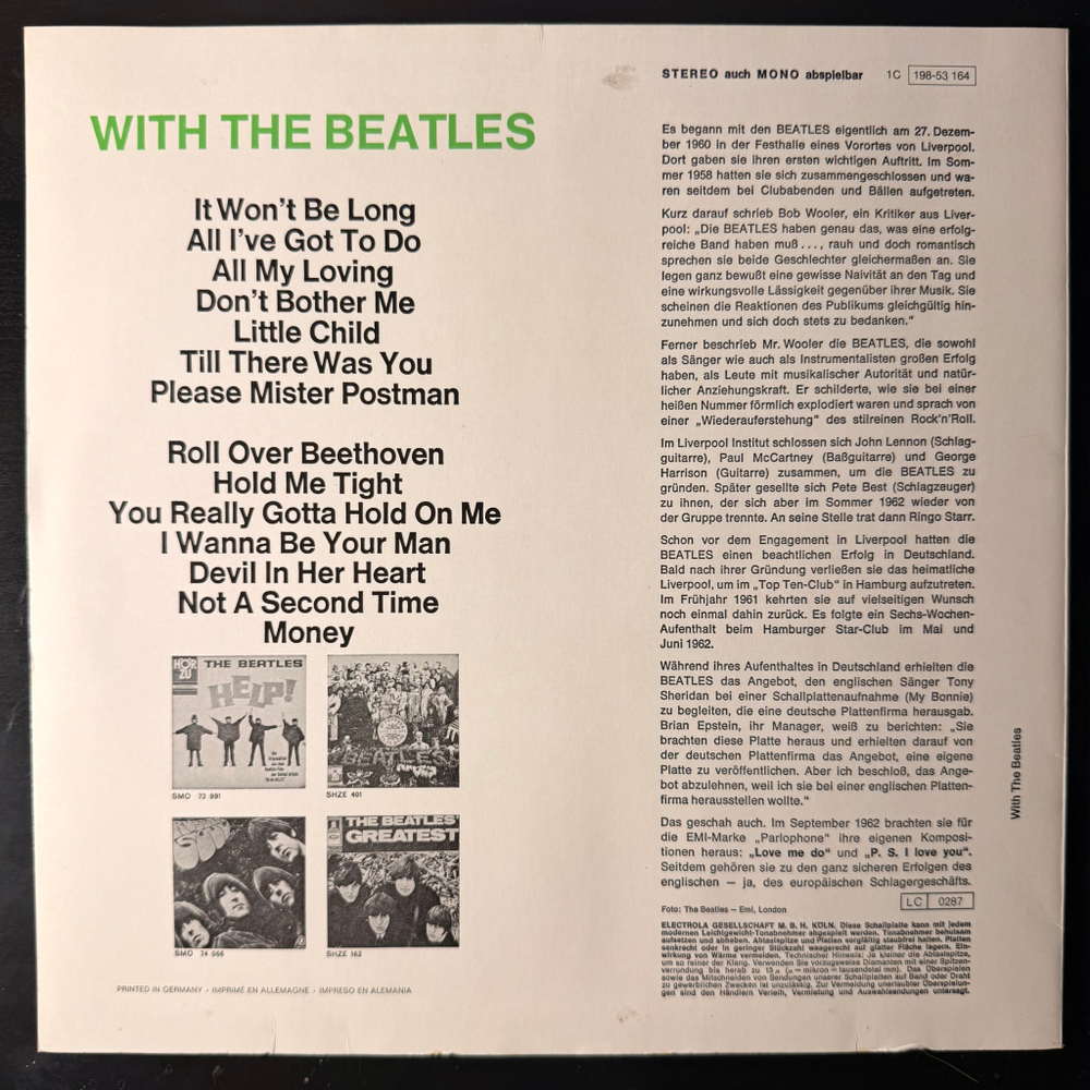 The Beatles ‎– With The Beatles (Германия 1977г.)