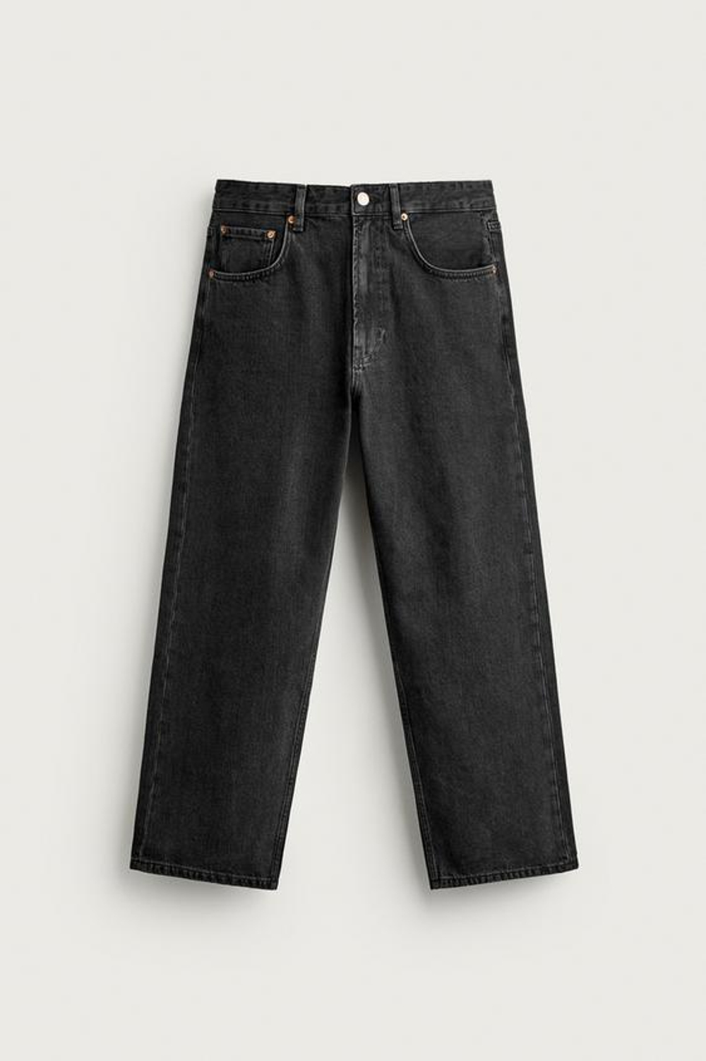 ZARA УКОРОЧЕННЫЕ ДЖИНСЫ LOOSE FIT, УГОЛЬНЫЙ