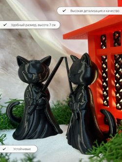 Статуэтка интерьерная Коты Самураи 7 см (3D037)