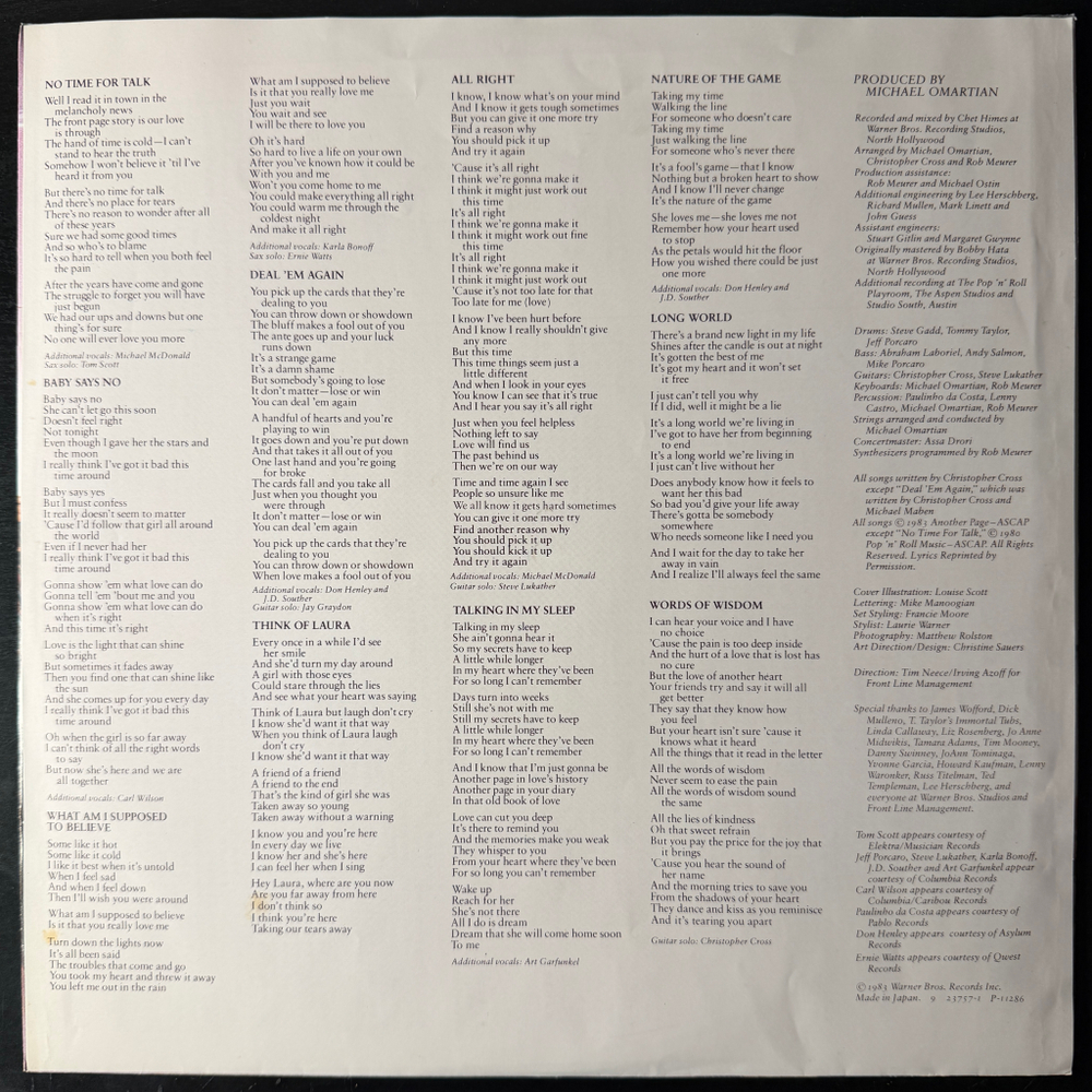 Виниловая пластинка Christopher Cross ‎– Another Page LP