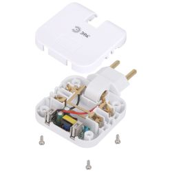 Разветвитель электрический ЭРА SPF-2-FL-USB поворотный на 2 розетки + 2USB 10А белый | Электротовары