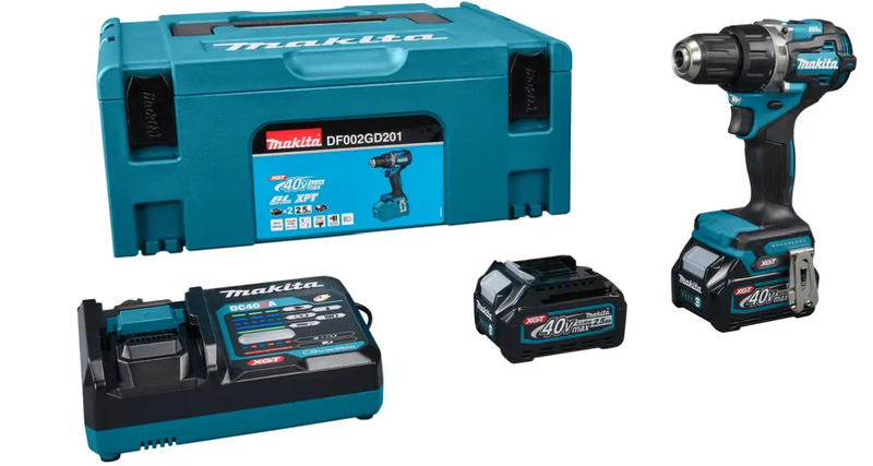 Аккумуляторная дрель-шуруповерт Makita DF002GD201 XGT 40 В, 65 Н·м, 2×2,5 А·ч