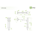ErgoFount BTFS-102G Настольное крепление для монитора диагональю до 24'' с шарнирным двухколенным вылетом, изменяемой высотой и струбциной к столу типа "G". Цвет - серебристый