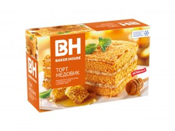 Торт бисквитный Baker House Медовик 350г (8шт)