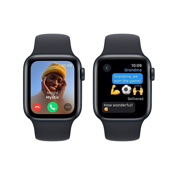 Умные часы Apple Watch SE 2024 40 мм из алюминия цвета «тёмная ночь», спортивный ремешок «тёмная ночь» (M/L)
