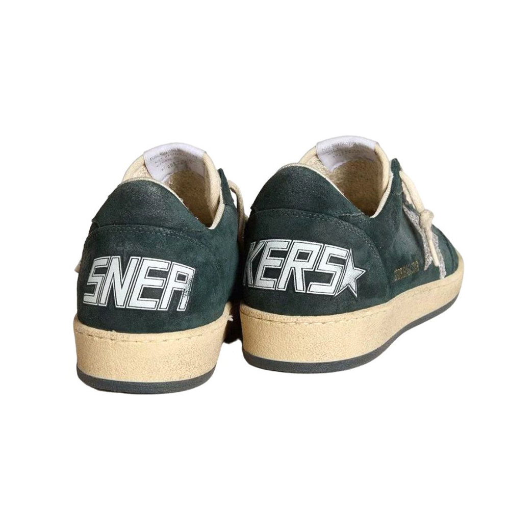 Women's Golden Goose Ball Star in Green suede with Silver glitter star