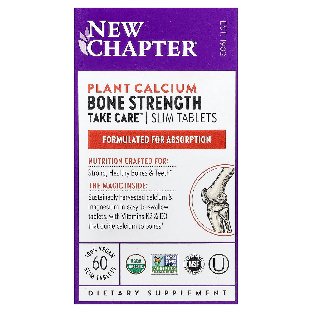 New Chapter, Plant Calcium, Bone Strength, Возьмите Care™, 60 тонких таблеток
