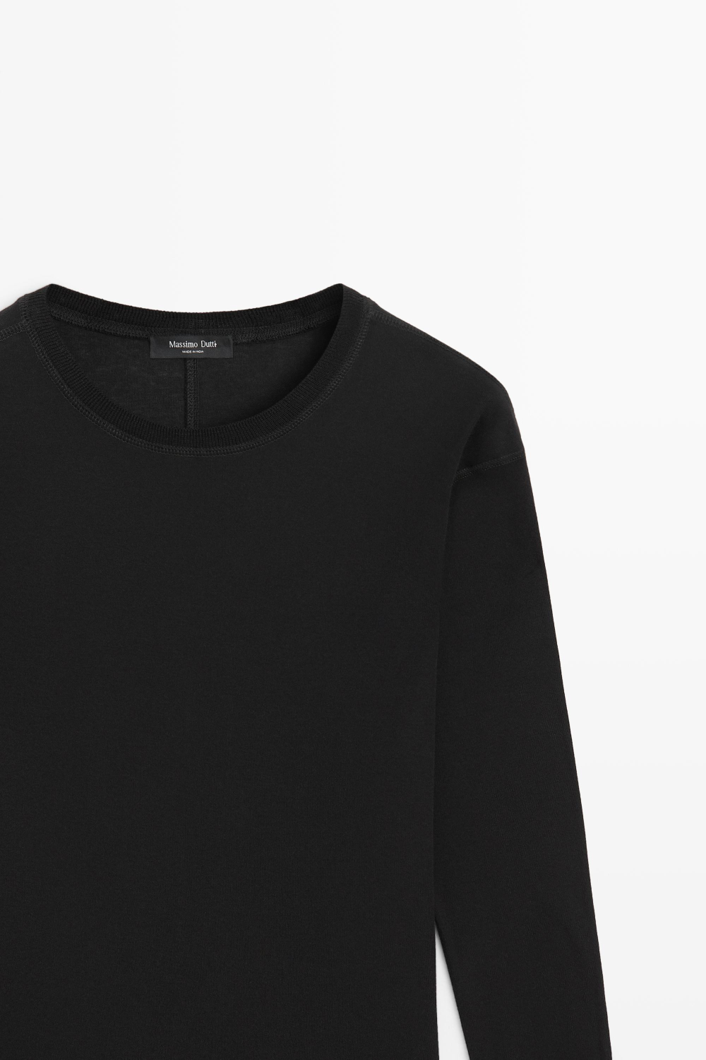Massimo Dutti Футболка с длинными рукавами и манжетами, черный