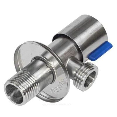 Кран нерж бытовой угловой G1/2"х3/4" Ру10 НР флажок кран-букса с отражателем SantechSystems