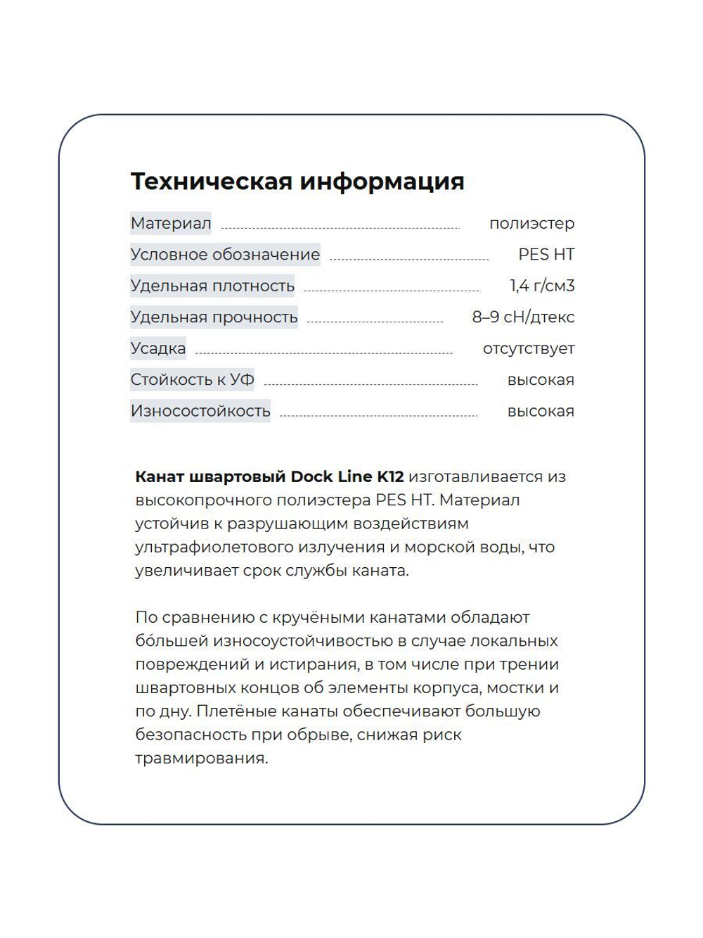 Канат плетеный швартовый 12-и прядный Sail Master Dock Line К12, 26,0 мм, темно-синий Navy Blue, 6800 кг, 25 м, бухта