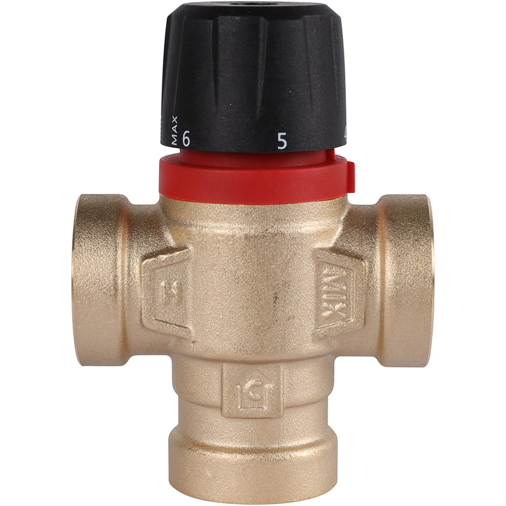 Клапан термостатический смесительный ROMMER - 3/4" (ВР/ВР, 35-60°C, Kvs 1.6, L-смешивание)