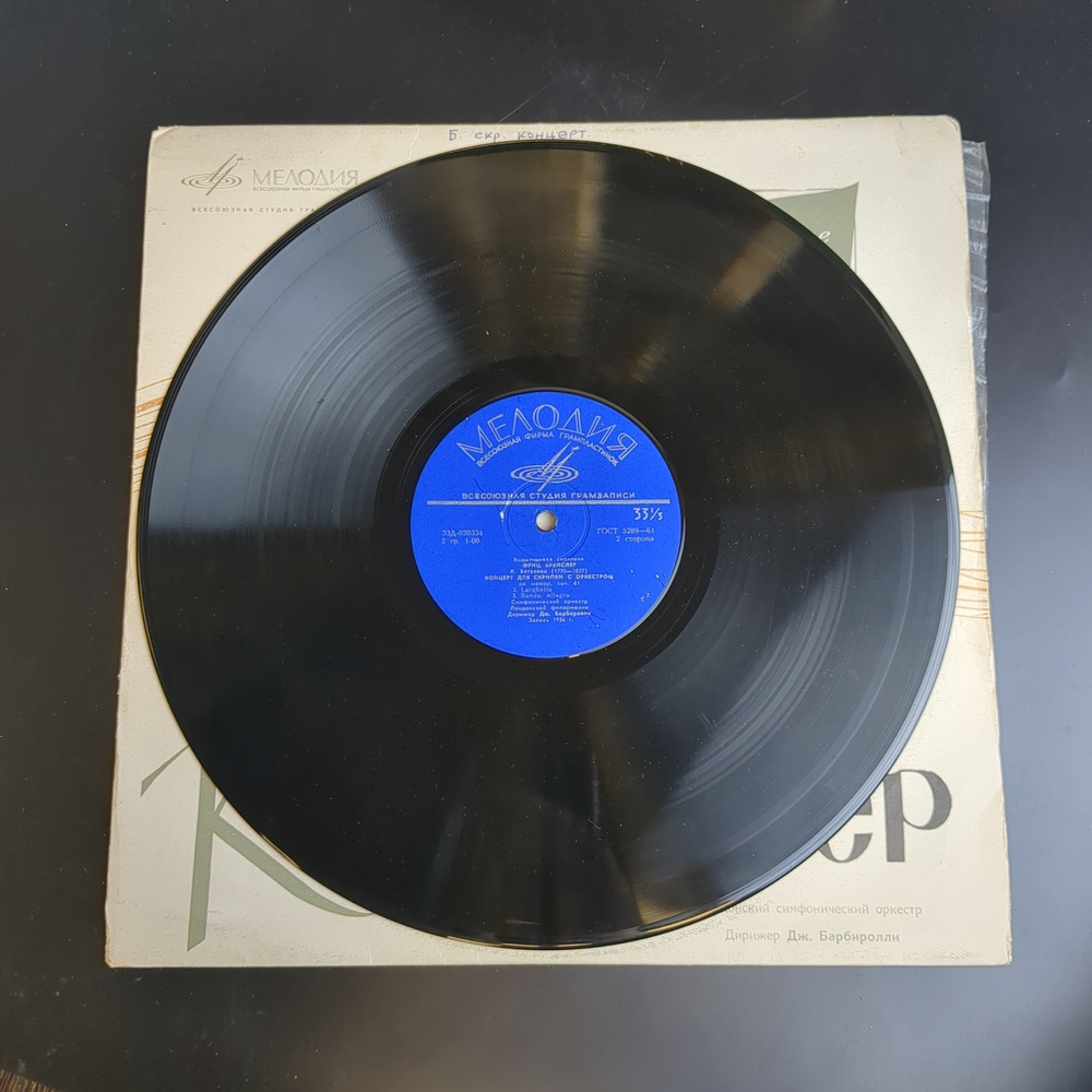 LP Л. Бетховен. Концерт для скрипки с оркестром, ре мажор, соч. 61. Виниловая пластинка 12 дюймов. Мелодия СССР.