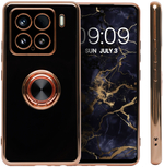 Стильный глянцевый чехол для XIAOMI 15 (не PRO) с кольцом-подставкой и бархатной подкладкой