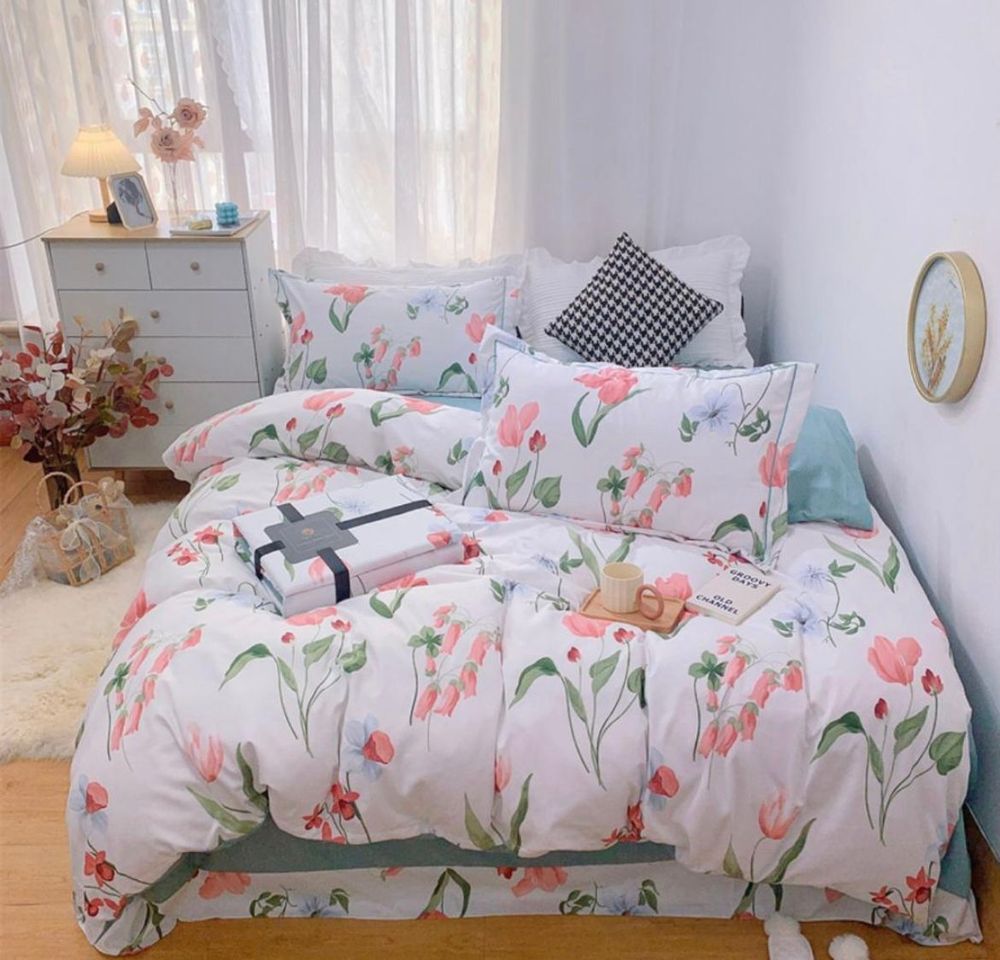ZEPHYR HOME Двуспалка Фланель белый лепестки
