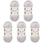 Пряжа Alize (Ализе) Diva / уп.5 мот. по 100 г, 350м, 168 морская ракушка A