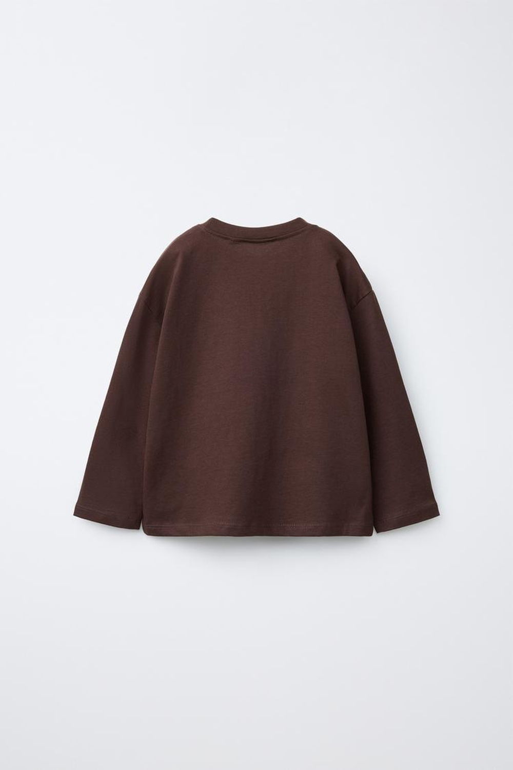 ZARA ЛОНГСЛИВ С КАРМАНОМ И ПРИНТОМ, КОРИЧНЕВЫЙ