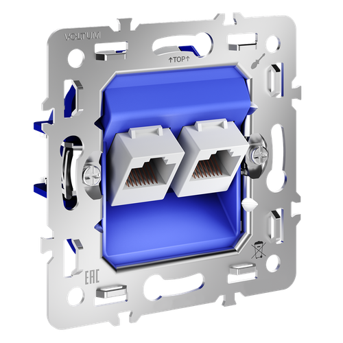 Механизм розетки компьютерной двойной RJ45+RJ45 кат.6,  Voltum S70 VLS0602M