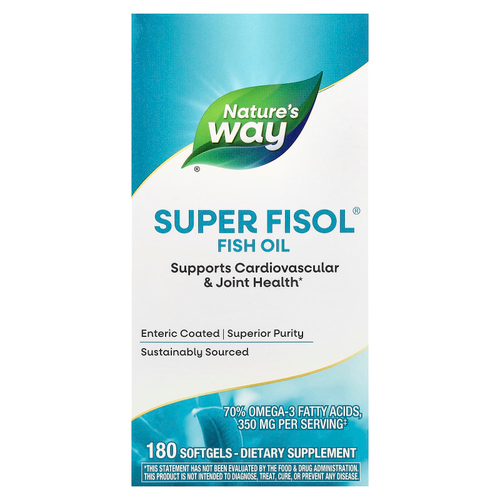 Nature's Way, Super Fisol, рыбий жир, 180 мягких таблеток