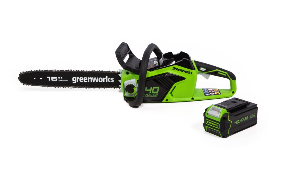 Аккумуляторная цепная пила Greenworks GD40CS18K5, 40v, 40 см, АКБ 5 А·ч и ЗУ