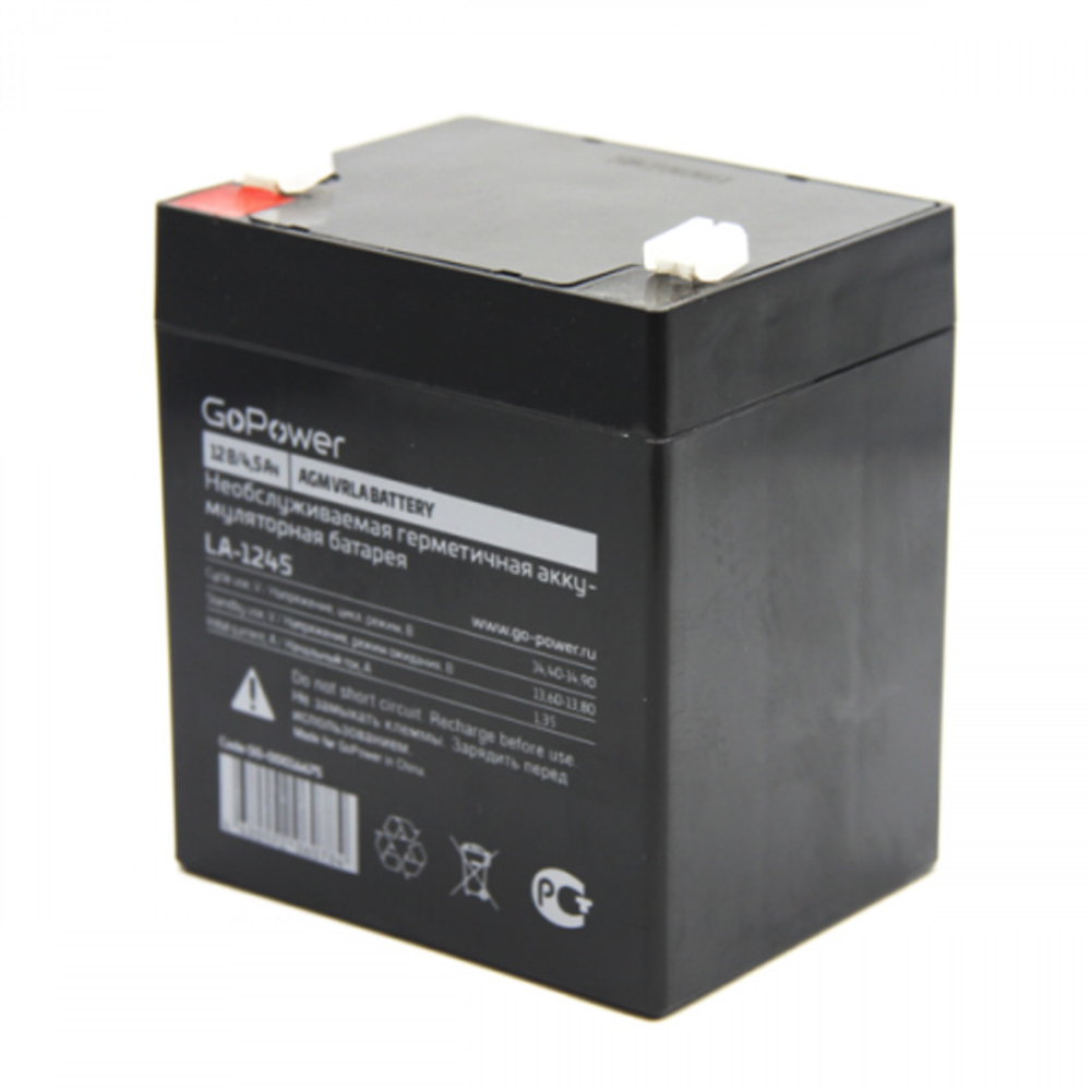 Аккумуляторы GoPower свинцово-кислотные LA-1245 12V 4.5Ah